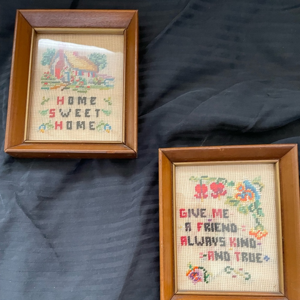 Antique home sweet home and friend plaques
